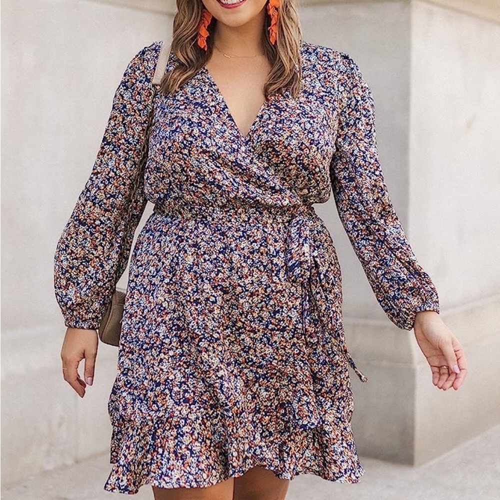 NWT The Drop Women's Floral Print Wrap Front Long Sleeve Dress by @caralynmirand